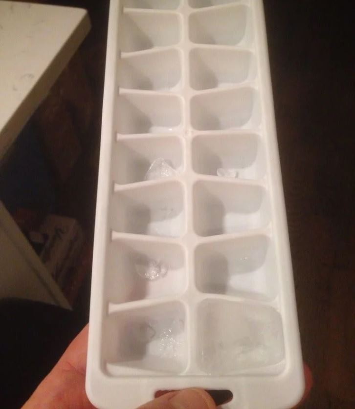 just once ice cube left in the tray