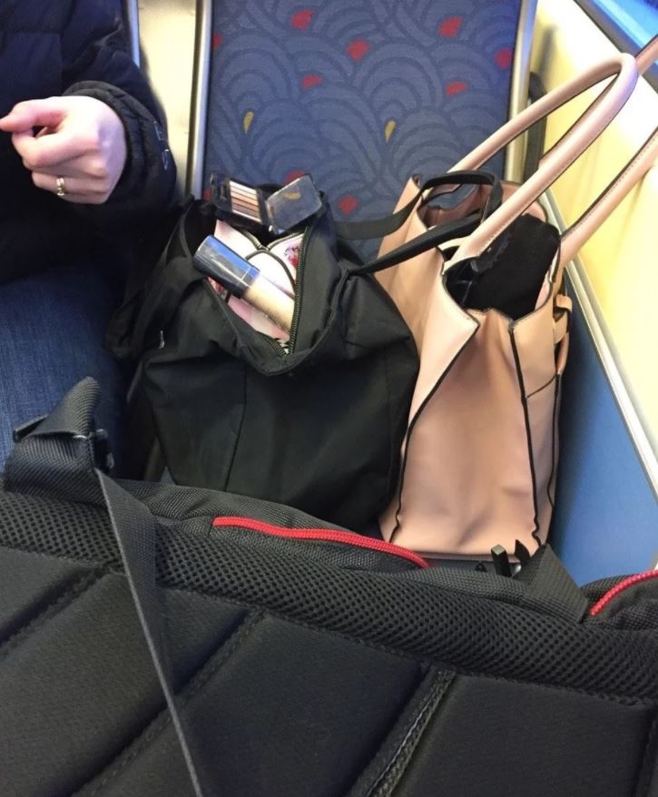 way too many bags on the subway