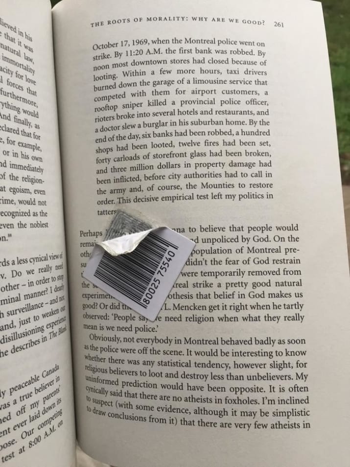 Proof of Purchase on a book inside page