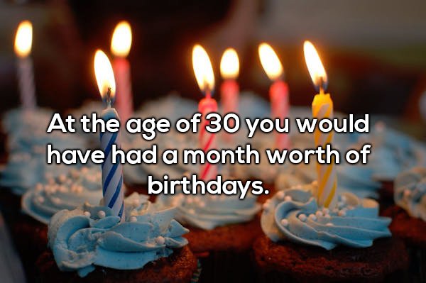 Shower thought about how by the age of 30 you'd have a month of birthdays
