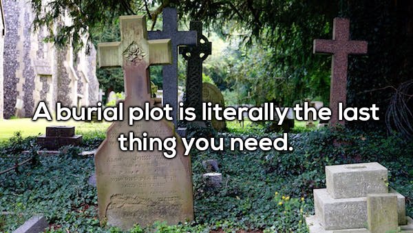 Shower thought about how a burial plot is literally the last thing you need.