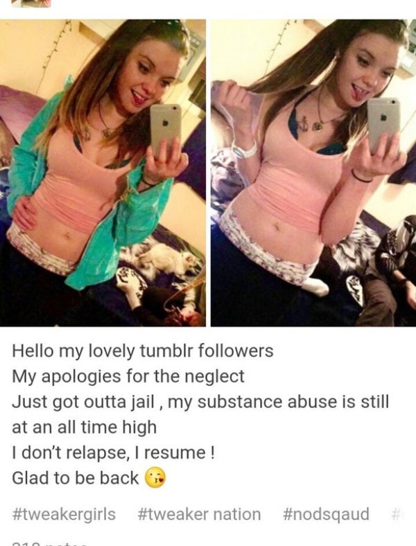 gross cringe - Hello my lovely tumblr ers My apologies for the neglect Just got outta jail, my substance abuse is still at an all time high I don't relapse, I resume ! Glad to be back nation #