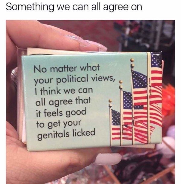 feels good to have your genitals licked - Something we can all agree on W No matter what your political views, I think we can all agree that it feels good to get your genitals licked aVIII Unidad