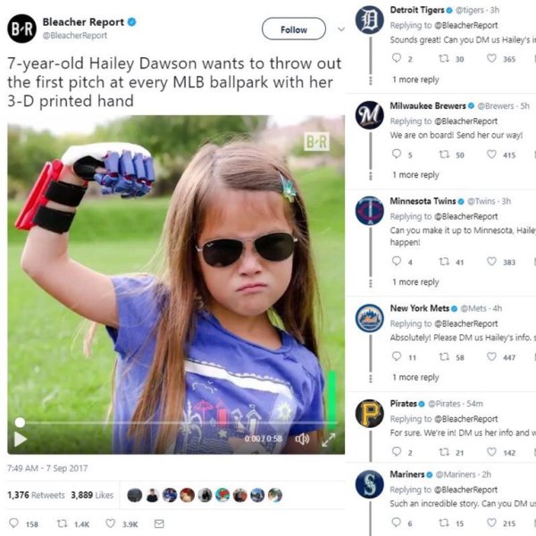 wholesome meme of hailey dawson printed hand - Br Bleacher Report Bleacher Report Detroit Tigers Otigers 3h Bleacher Report Sounds great! Can you Dm us Hailey's in O2 17 30365 7yearold Hailey Dawson wants to throw out the first pitch at every Mlb ballpark