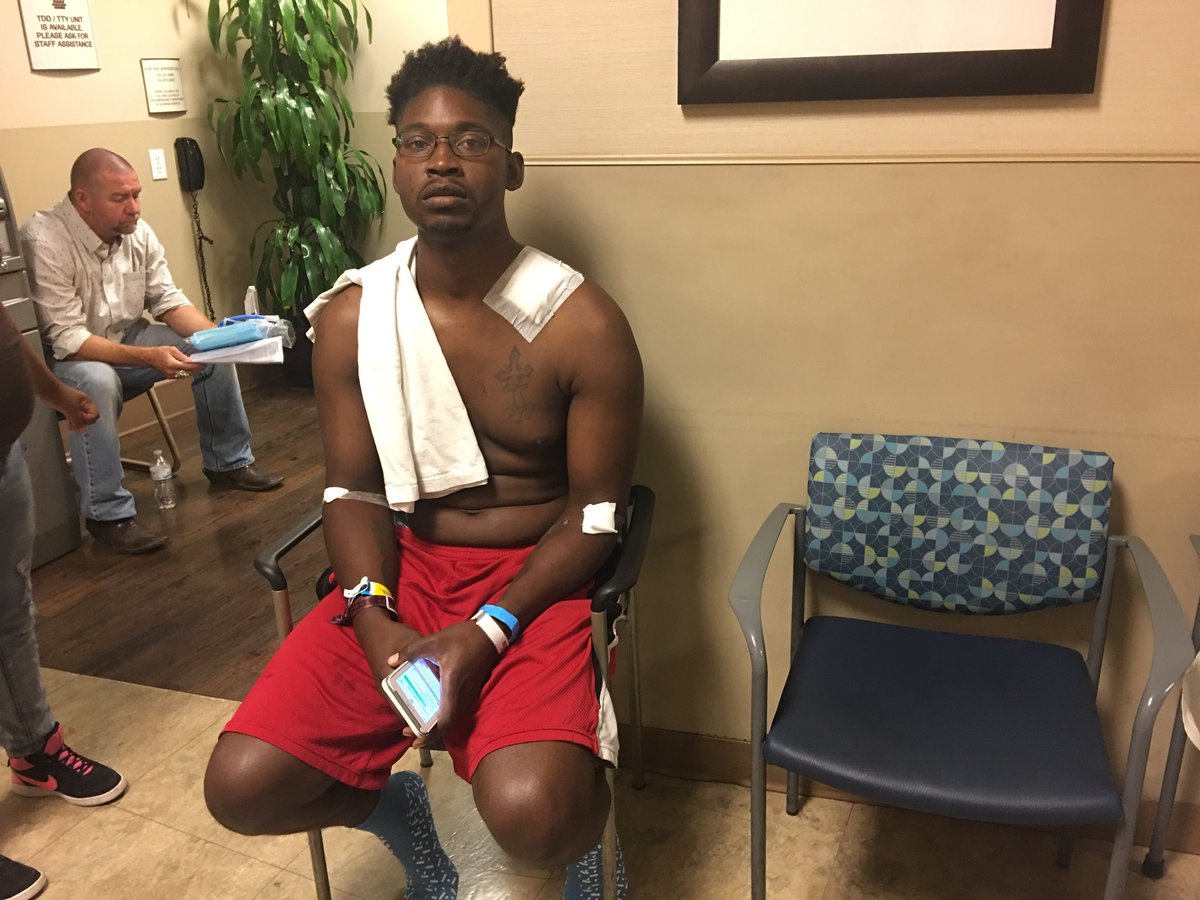 This is Jonathan Smith. He saved 30 people from the Vegas shooting last night before he was shot in the neck