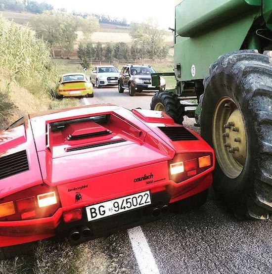 Lamborghini that was in an accident with a tractor