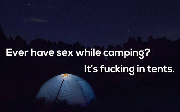 Camping pun about doing it in tents