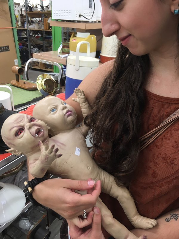 Creepy two headed alien doll found at thrift shop