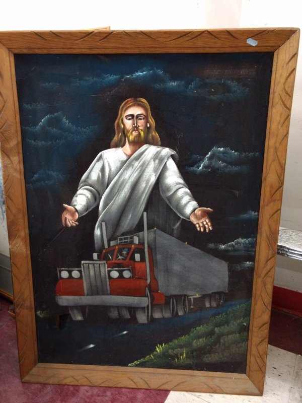 Jesus trucker art found at thrift shop