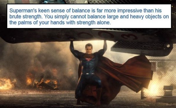 batman v superman rocket - Superman's keen sense of balance is far more impressive than his brute strength. You simply cannot balance large and heavy objects on the palms of your hands with strength alone.