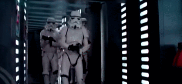 Star Wars: A New Hope (1977)When the Storm Trooper bangs his head. Those helmets clearly impair their vision…