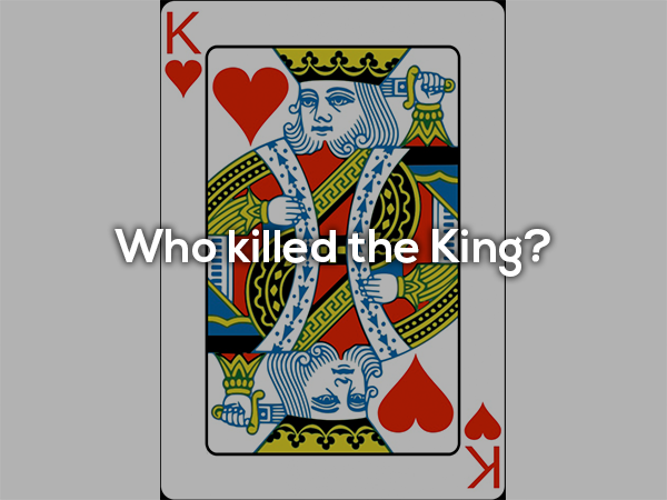 In the standard French deck of cards, the King of Hearts is depicted rather strangely. He’s the only king without a mustache. Moreover, he’s the only king who appears to be sticking his sword into his head. There are several theories in this regard.
-The first hypothesis suggests that the King of Hearts originally wielded an ax in his left hand. However, as a result of centuries of bad copying by card makers, his ax disappeared, becoming more like a sword.
-Another theory claims that the King of Hearts represents the emotionally disturbed Charles VII (King of France). According to popular belief, the King went insane and put a sword through his head from fear of being poisoned.
-Some historians also argue that the King of Hearts represents Ajax the Great, while the Queen of Hearts is Helen of Troy, the most beautiful woman in the world. Ajax was one of the suitors of Helen. But when she refused him, he chose to commit suicide by stabbing himself with his own sword.