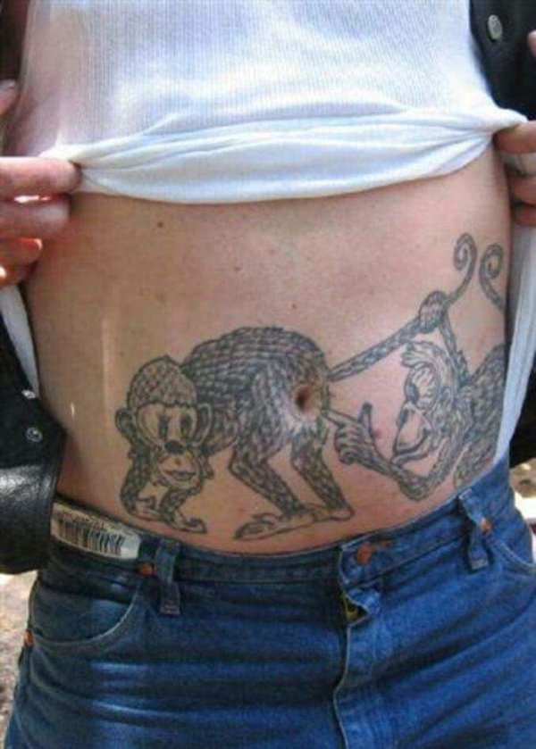 monkey tattoo belly