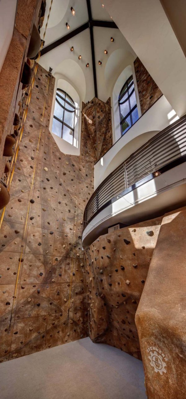 rock climbing wall in mansion