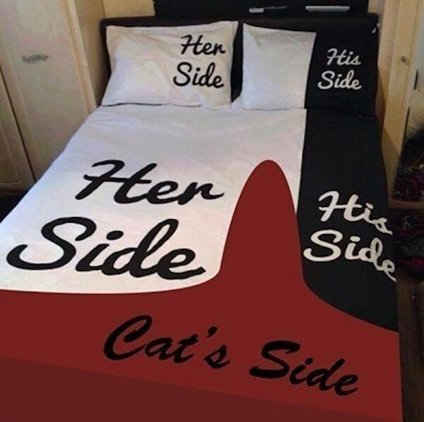 him her cat bed - Hen His Side ten Ftis Siden Side Cat's Side