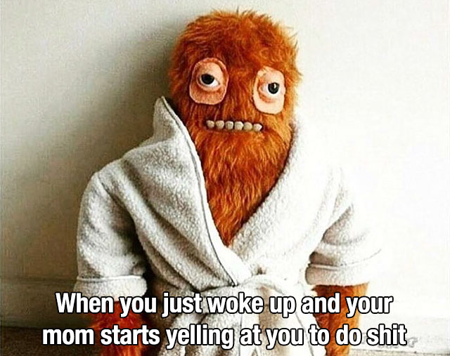 happy birthday mo meme - When you just woke up and your mom starts yelling at you to do shit
