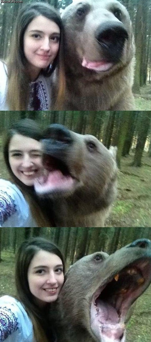 russian girl bear selfie - KuvatoN.com