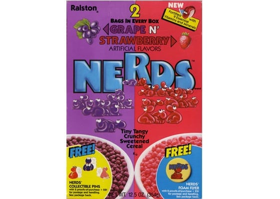 The year of 1986 saw the rise and fall of Nerds Cereal, which featured two spouts and two separate flavors in each side. It was soon removed from shelves after poor sales.