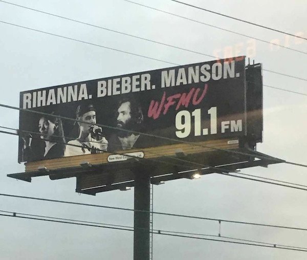 fail billboard - Rihanna, Bieber. Manson. Ewu 91.1 Fm