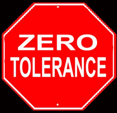 No tolerance policies in schools, I fell short of them as a child and now as a teacher I still disagree with them.