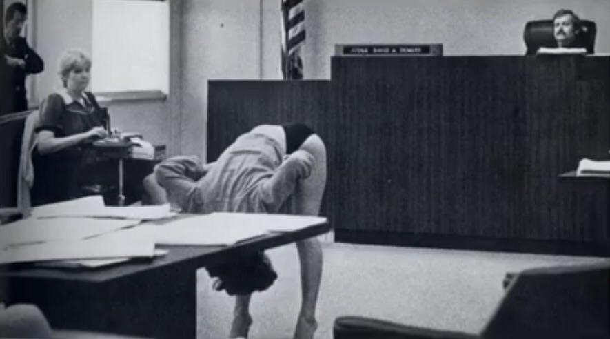 A stripper, charged with exposing her privates to a police officer, bent over to show the judge that her bikini briefs were too large to show any of her goods 1983