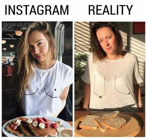 expectation vs reality celeste barber boob shirt - Instagram Reality