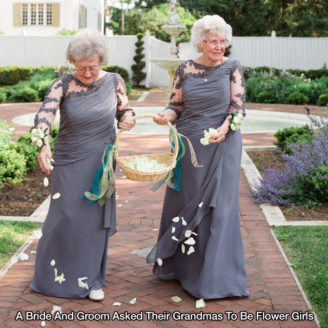 An engaged couple asked their grandma's to be flower girls at their wedding.