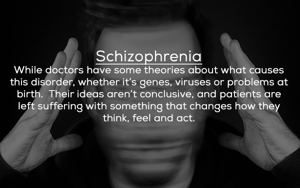 mensagem para tia - Schizophrenia While doctors have some theories about what causes this disorder, whether it's genes, viruses or problems at birth. Their ideas aren't conclusive, and patients are left suffering with something that changes how they think