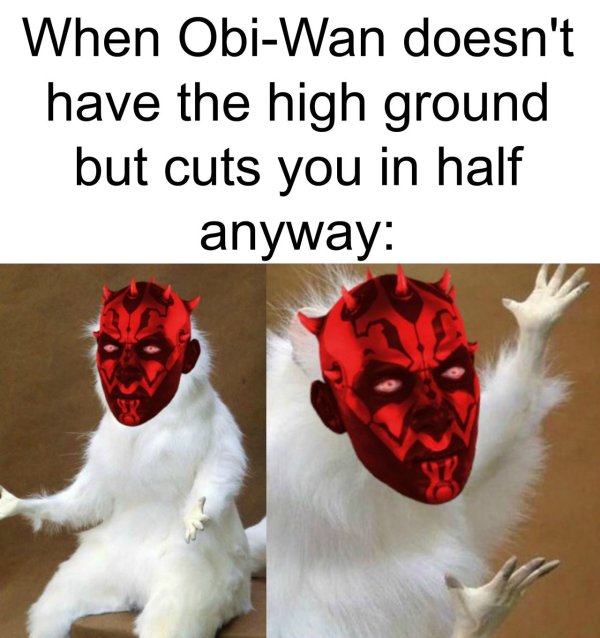 high ground memes - When ObiWan doesn't have the high ground but cuts you in half anyway