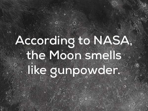 creepy facts about the moon - According to Nasa, the Moon smells gunpowder.