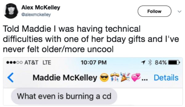 diagram - Alex McKelley Told Maddie I was having technical difficulties with one of her bday gifts and I've never felt oldermore uncool .00 At&T Lte 1 84%