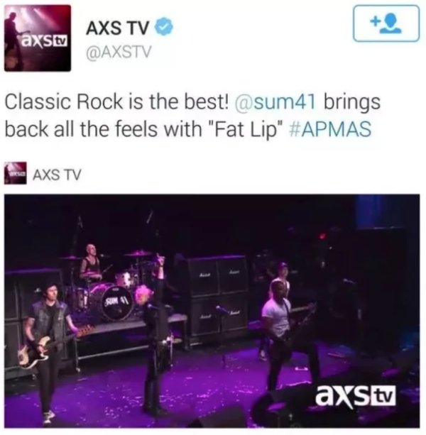 display device - axstv Axs Tv Classic Rock is the best! brings back all the feels with "Fat Lip" Axs Tv axStv