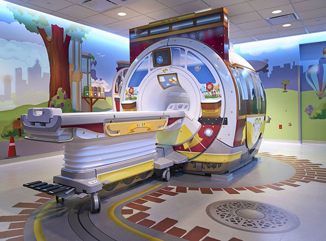 Children’s Hospitals convert MRI and CT Scanners to interactive adventures to avoid frightening children.