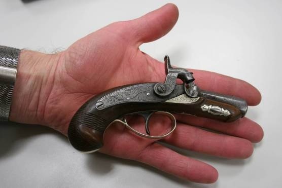 The gun that John Wilkes Booth used to kill Abraham Lincoln in 1865 (Pedersoli Philadelphia Deringer .45)