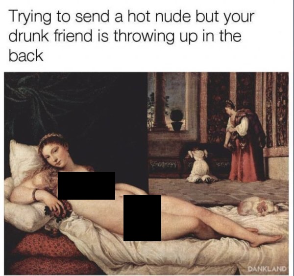 human behavior - Trying to send a hot nude but your drunk friend is throwing up in the back Dankland