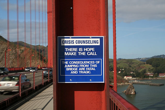 A man who committed suicide by jumping from the Golden Gate Bridge had left a suicide note that read “I’m going to walk to the bridge. If one person smiles at me on the way, I won’t jump.”