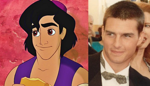 Cartoonists modeled Aladdin’s face after Tom Cruise.