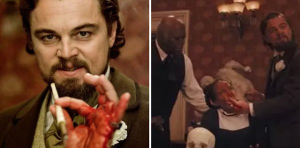 Leonardo DiCaprio had actually cut his hand on set of Django Unchained and director Quentin Tarantino told him to roll with it. He ultimately wiped his blood on Kerry Washington’s face.