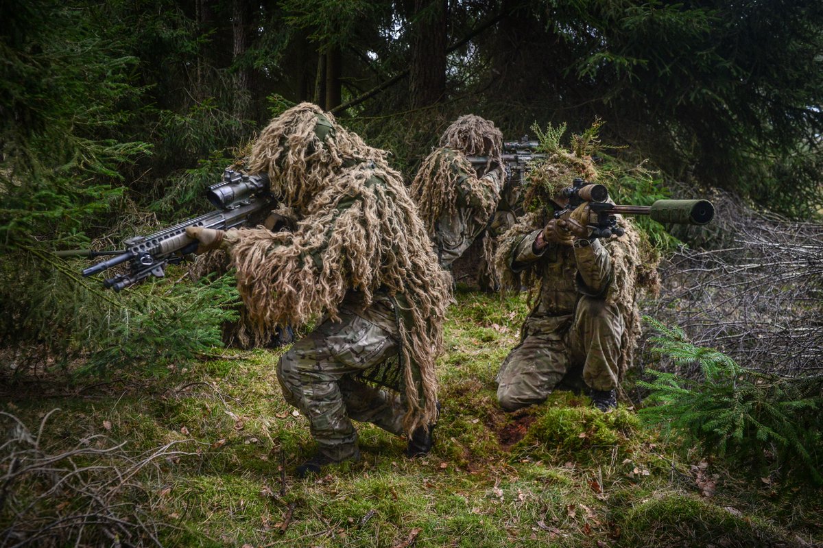 British Snipers deployed ahead whilst on exercise in Germany