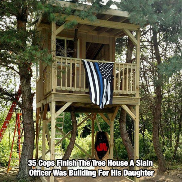 treehouses built by teenagers - 35 Cops Finish The Tree House A Slain Officer Was Building For His Daughter