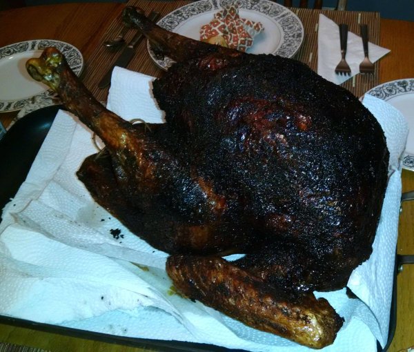 “My dad tried to fry the turkey and went a little too crazy.”