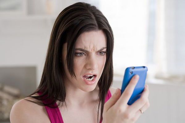 woman angry at phone