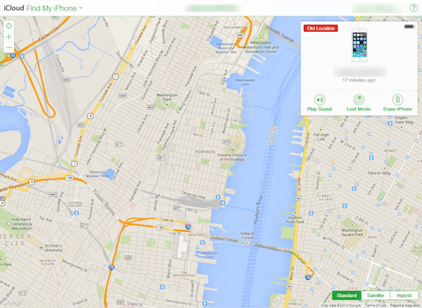 map - iCloud Find My iPhone Os Tersey City