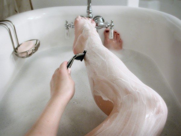 shaving legs in bathtub