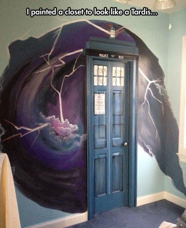 doctor who bedroom - I painted a closet to look a Tardis... Police