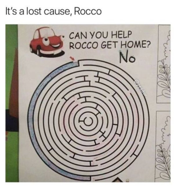 crappy designs funny - It's a lost cause, Rocco Can You Help Rocco Get Home? No recoo 02 Oddor