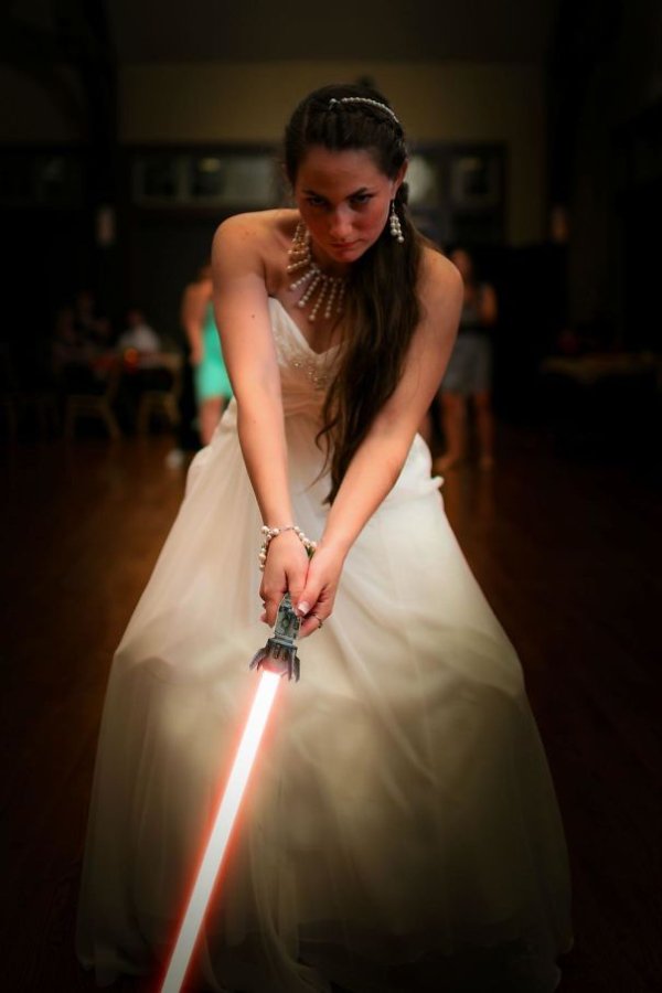 “My wife looked menacing while throwing her bouquet, so I used my few skills in PS to fit the mood.”