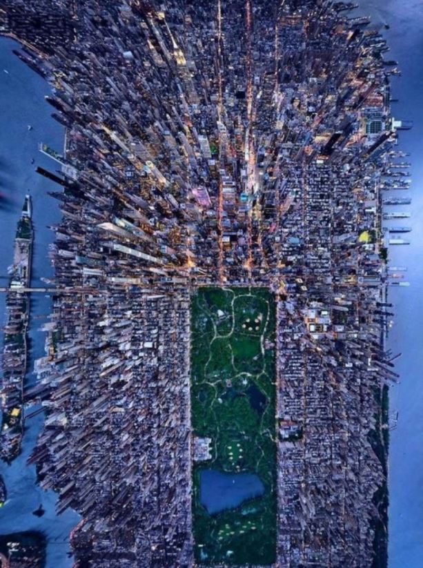 This aerial view of Manhattan.