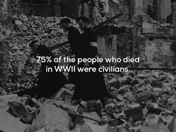 monochrome photography - 75% of the people who died in Wwii were civilians.