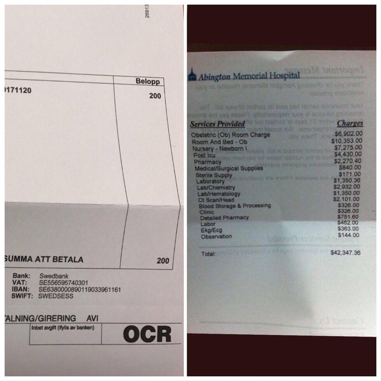 What it costs to give birth in Sweden vs USA